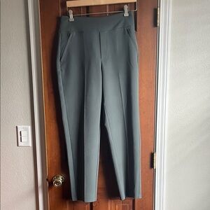 Athleta High-Rise Straight Leg Dress Pants in Slate Green